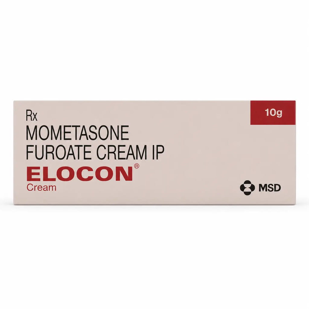 Elocon Mometasone Furoate Cream 10g front box packaging by MSD