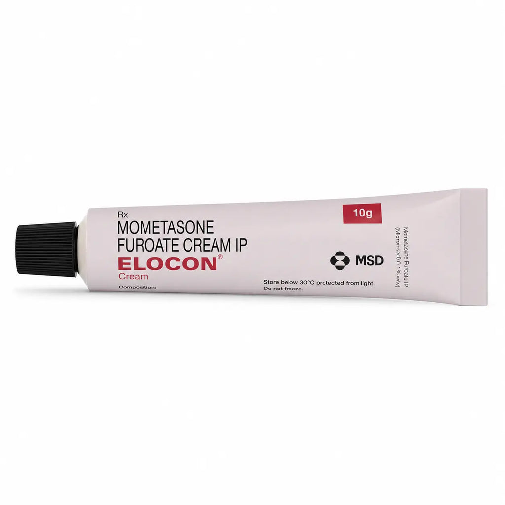 Elocon Mometasone Furoate Cream 10g tube for prescription steroid skin treatment