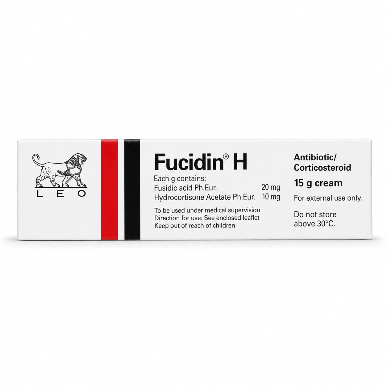 Fucidin H Fusidic Acid and Hydrocortisone Acetate Cream 15g front box packaging