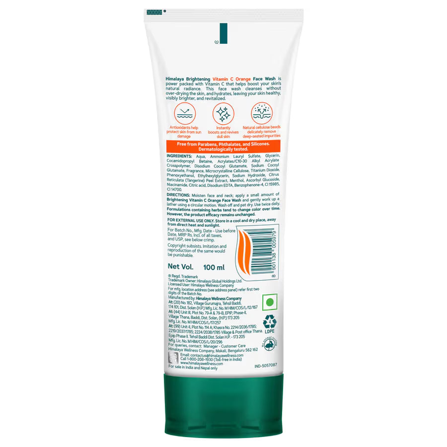 Himalaya Brightening Vitamin C Orange Face Wash | Glow & Clean Skin