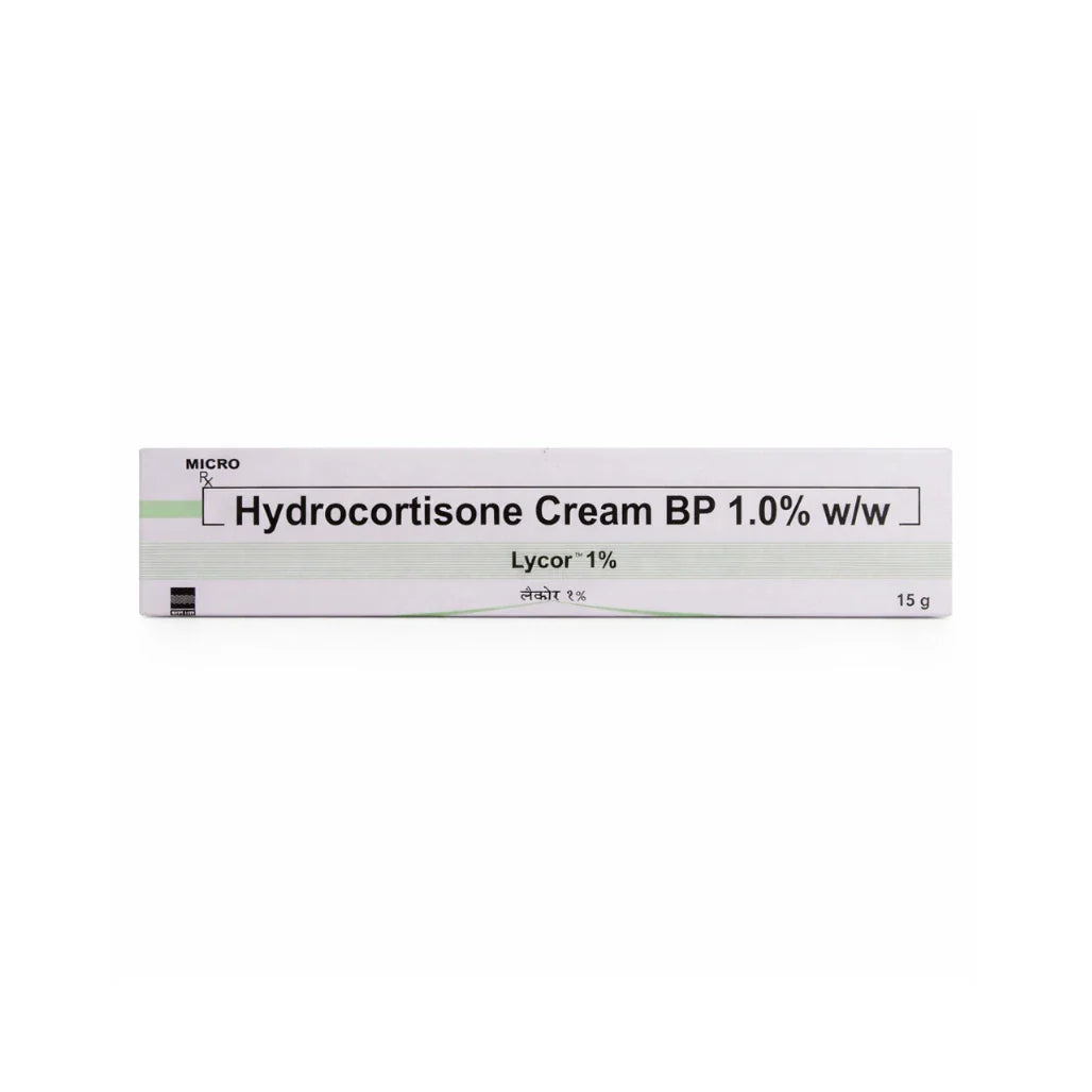 Hydrocortisone Cream 1% W/W 15g Lycor for Eczema &amp; Redness