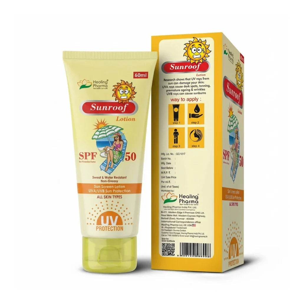 Sunroof Sunscreen Lotion SPF 50, 60ml for UVA UVB Protection